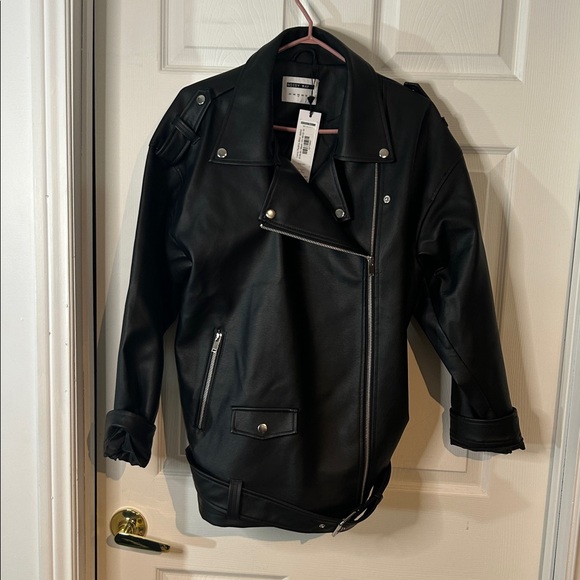 NWT Noisy may Black Leather Jacket SIZE 18 - Picture 5 of 14